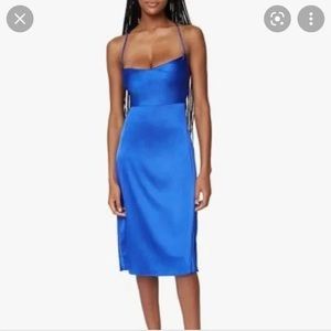 Silk blue midi dress - NWOT